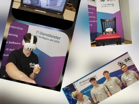 Fotocollage mit 3 Fotos mit Personen auf der Messe