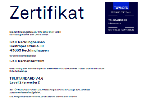 Dokument mit Text - TÜV Zertifikat 